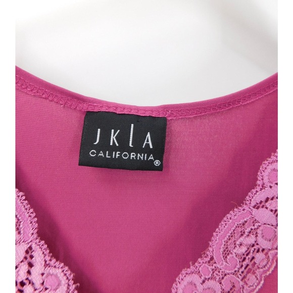 Vintage JKLA California Women's Top Lace‎ V Neck Short Sleeve Purple Blouse - Picture 3 of 4